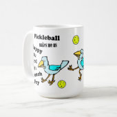Pickleball - so glücklich wie ein Vogel mit franzö Kaffeetasse (Vorderseite Links)
