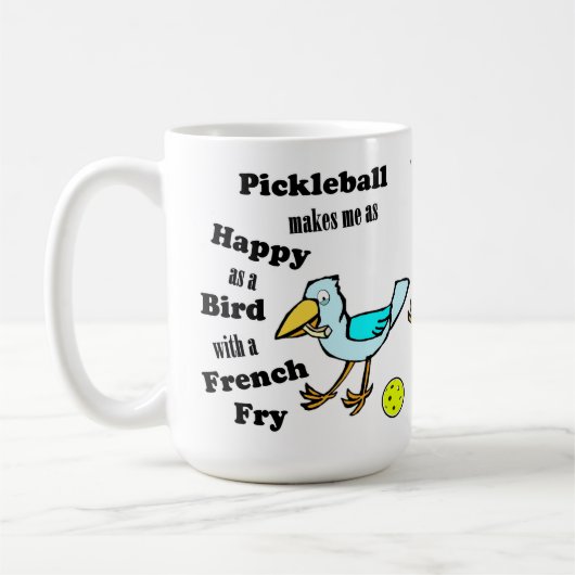 Pickleball - so glücklich wie ein Vogel mit franzö Kaffeetasse (Links)