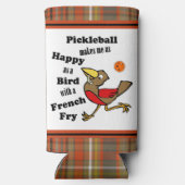 Pickleball - so glücklich wie ein Vogel mit franzö Selters Dosenkühler (Rückseite)
