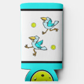 Pickleball - so glücklich wie ein Vogel mit franzö Selters Dosenkühler (Rückseite)