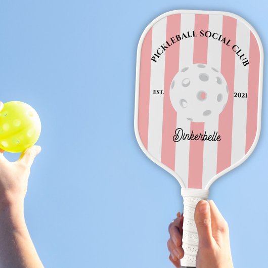 Pickleball Social Club gestreift Personalisiert Schläger