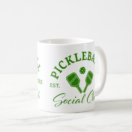 Pickleball Social Club Mug Custom EST Year Kaffeetasse (VorderseiteRechts)