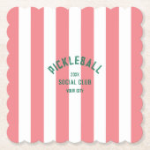 Pickleball Social Club Pink Cabana Strip Party Untersetzer (Vorderseite)