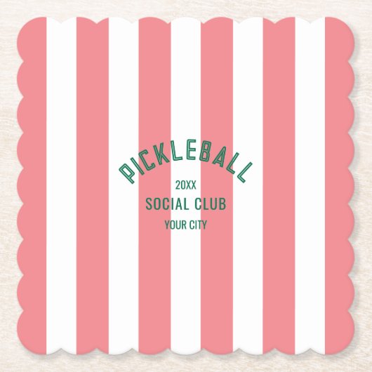 Pickleball Social Club Pink Cabana Strip Party Untersetzer (Vorderseite)