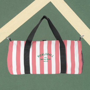 Pickleball Social Club Pink Strip Monogramm Duffle Bag