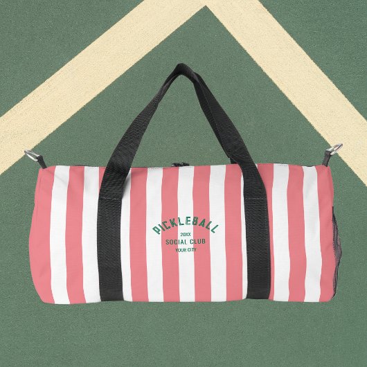 Pickleball Social Club Pink Strip Monogramm Duffle Bag