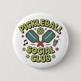 Pickleball Social Club Retro Design for players Button