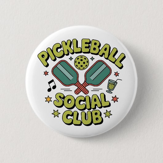 Pickleball Social Club Retro Design for players Button (Vorderseite)