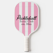 Pickleball Social Club Rosa Streifen Retro Pickleball Schläger (Vorderseite)