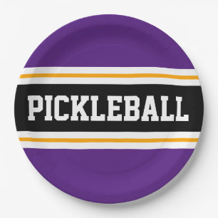 PICKLEBALL Spaß athletisch Lila schwarze Streifen Pappteller