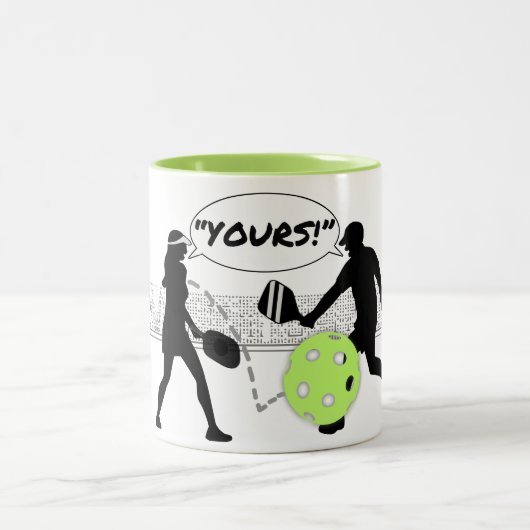 Pickleball-Spaß: "Deins!" Zweifarbige Tasse (Mittel)
