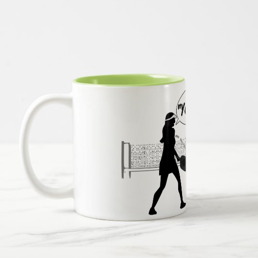 Pickleball-Spaß: "Deins!" Zweifarbige Tasse (Links)