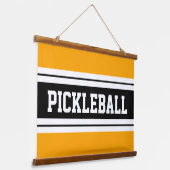 PICKLEBALL Spaß Hellgelbe Schwarz-weiße Streifen Wandteppich Mit Holzrahmen (Gewinkelt)