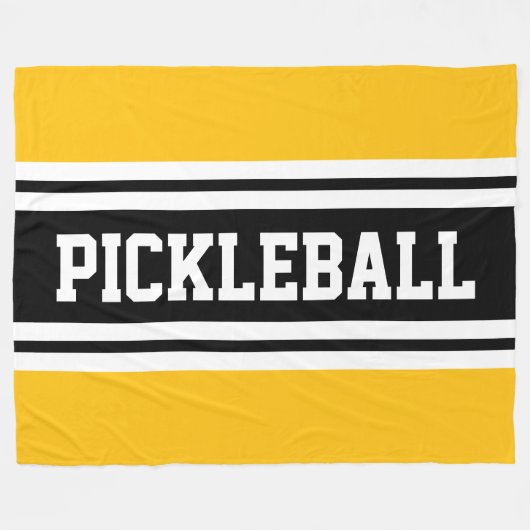 PICKLEBALL Spaß Hellgelbe schwarze Streifen Fleecedecke (Vorderseite (Horizontal))