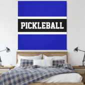 PICKLEBALL Spaß Royal Navy Schwarz-weiße Streifen Leinwanddruck (Insitu (Schlafzimmer))