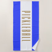 PICKLEBALL Spaß Sporty Bright Blue White Stripes Strandtuch (Vorderseite)
