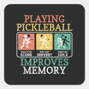 Pickleball-Spielen verbessert das Gedächtnis Quadratischer Aufkleber