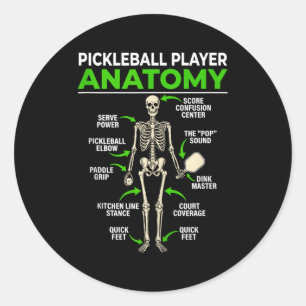 Pickleball-Spieler Anatomie lustig dink Pickle Bal Runder Aufkleber