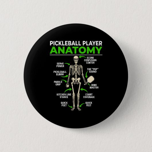 Pickleball-Spieler Anatomie lustiger Dink Pickle B Button (Vorderseite)