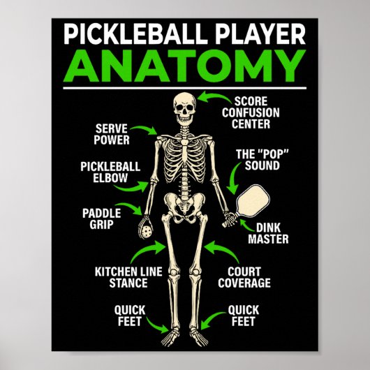 Pickleball-Spieler Anatomie lustiger Dink Pickle B Poster (Vorne)