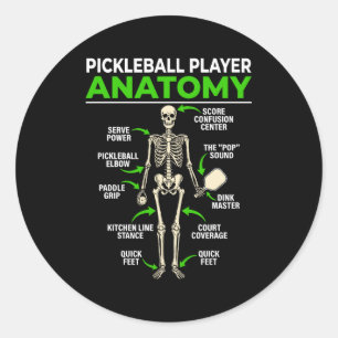 Pickleball-Spieler Anatomie lustiger Dink Pickle B Runder Aufkleber