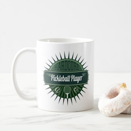 Pickleball Spieler Kaffee oder Tee-modernes Retro Kaffeetasse (Mit Donut)