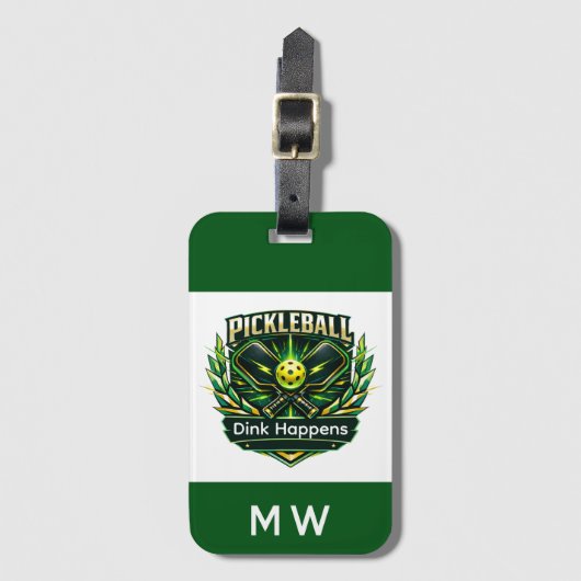 Pickleball-Spieler-Logo monogrammiert Gepäckanhänger (Vorderseite Vertikal)
