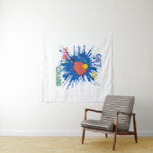 Pickleball-Spieler-Paddelsport Wandteppich (Beispiel (Horizontal))