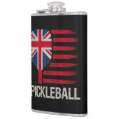 Pickleball-Spieler-Paddle-UK-Flagge Flachmann (Links)