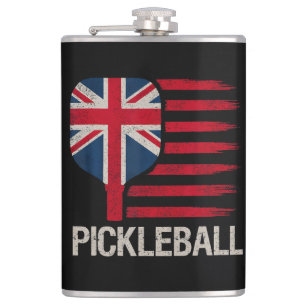 Pickleball-Spieler-Paddle-UK-Flagge Flachmann