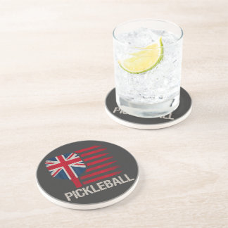 Pickleball-Spieler-Paddle-UK-Flagge Getränkeuntersetzer