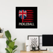 Pickleball-Spieler-Paddle-UK-Flagge Poster (Heimbüro)
