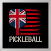 Pickleball-Spieler-Paddle-UK-Flagge Poster (Vorne)