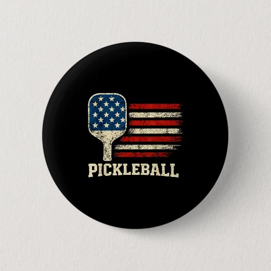 Pickleball-Spieler US-Flagge amerikanischer Paddle Button (Vorderseite)