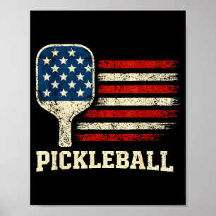 Pickleball-Spieler US-Flagge amerikanischer Paddle Poster