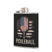 Pickleball-Spieler US-Flagge Retro-Paddleball Flachmann (Links)