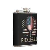 Pickleball-Spieler US-Flagge Retro-Paddleball Flachmann (Rechts)