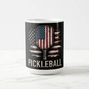 Pickleball-Spieler US-Flagge Retro-Paddleball Kaffeetasse