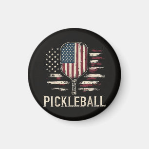 Pickleball-Spieler US-Flagge Retro-Paddleball Magnet