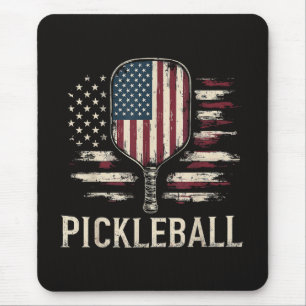 Pickleball-Spieler US-Flagge Retro-Paddleball Mousepad