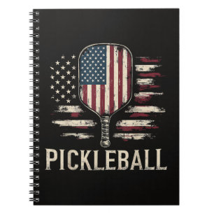 Pickleball-Spieler US-Flagge Retro-Paddleball Notizblock