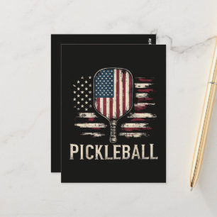 Pickleball-Spieler US-Flagge Retro-Paddleball Postkarte
