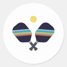 Pickleball Sport Paddle Streifen blau Runder Aufkleber