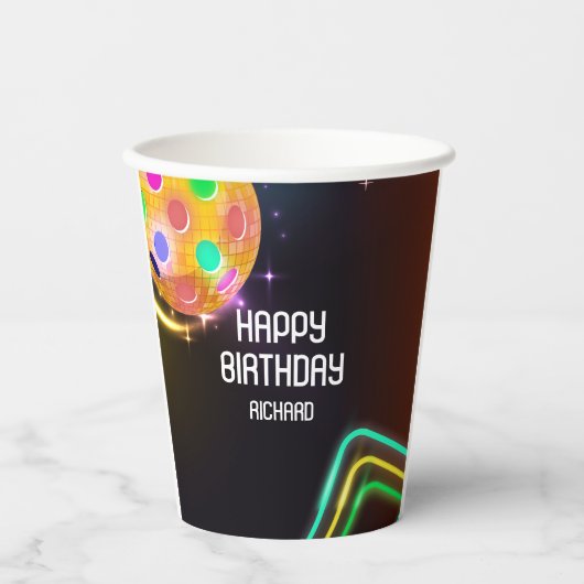 Pickleball Sports Neon Thema Diskothek Party Pappbecher (Vorderseite)