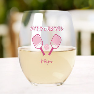 Pickleball Sports Pub Individuelle Name Girly Pink Weinglas Ohne Stiel