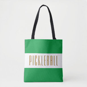 PICKLEBALL Sporty Bright Green Strips Text Tasche