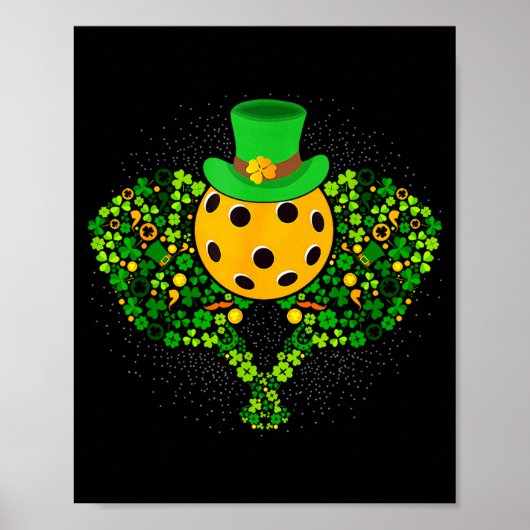 Pickleball St. Patrick's Day Glücklicher Picklebal Poster (Vorne)