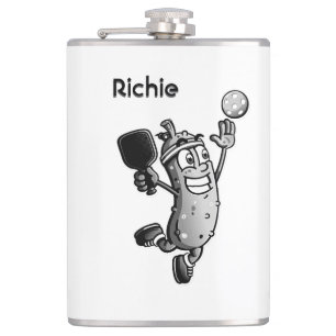 Pickleball Star mit Name oder Monogramm Flachmann