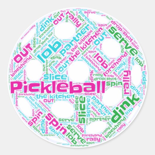 Pickleball-Sticker Runder Aufkleber (Vorderseite)