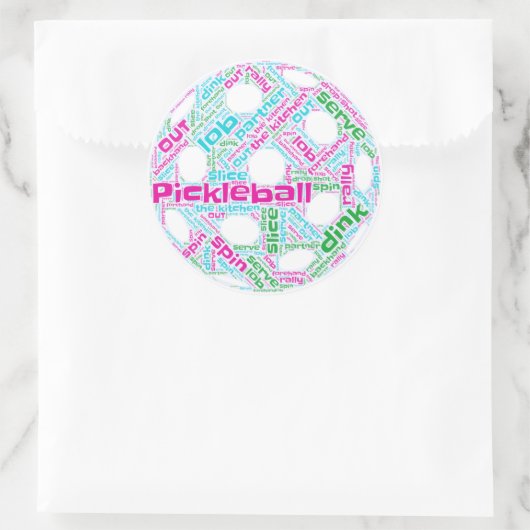 Pickleball-Sticker Runder Aufkleber (Tasche)
